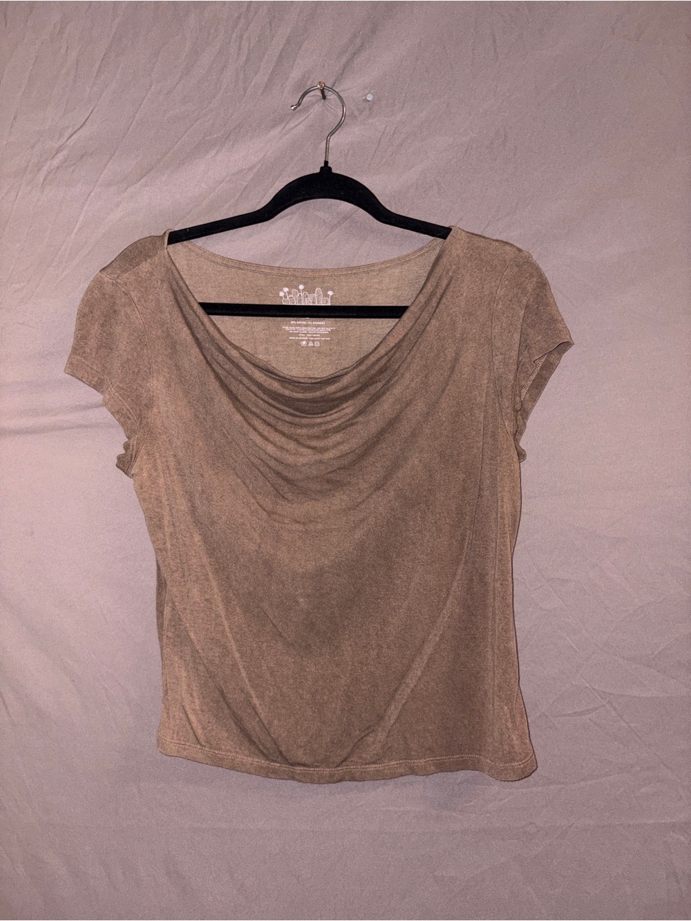 Draped Neck Short Sleeve Top